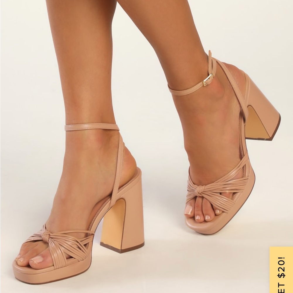 Sunty Light Nude Ankle Strap High Heel Sandals